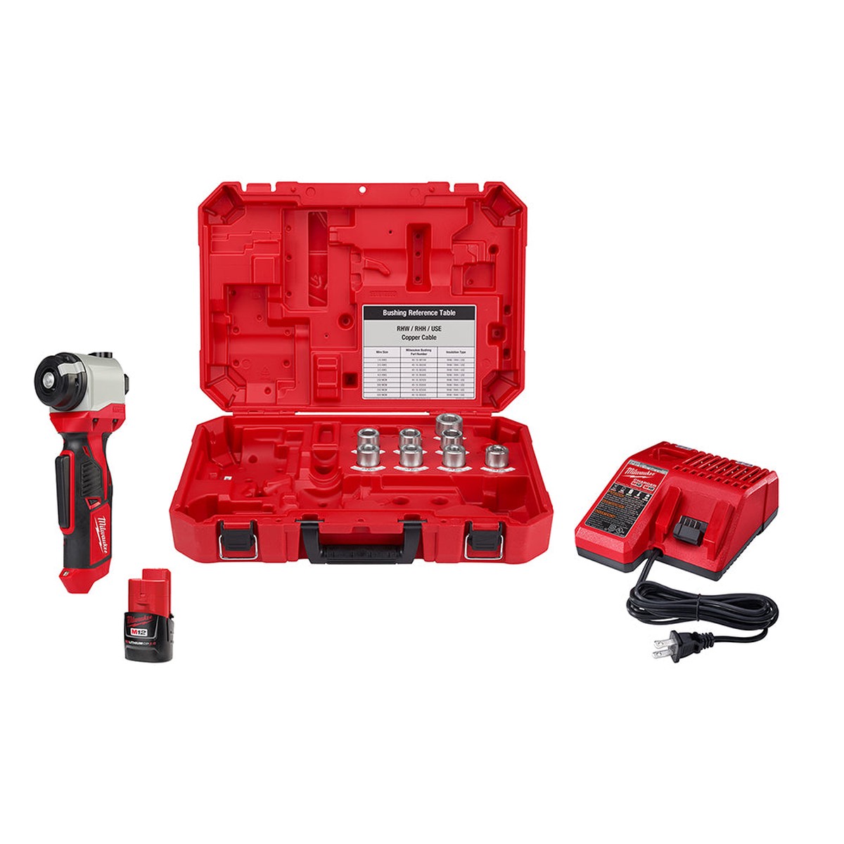 Tool Kit - Milwaukee M12 Cable Stripper Kit for Cu RHW/RHH/USE, 2435X-21