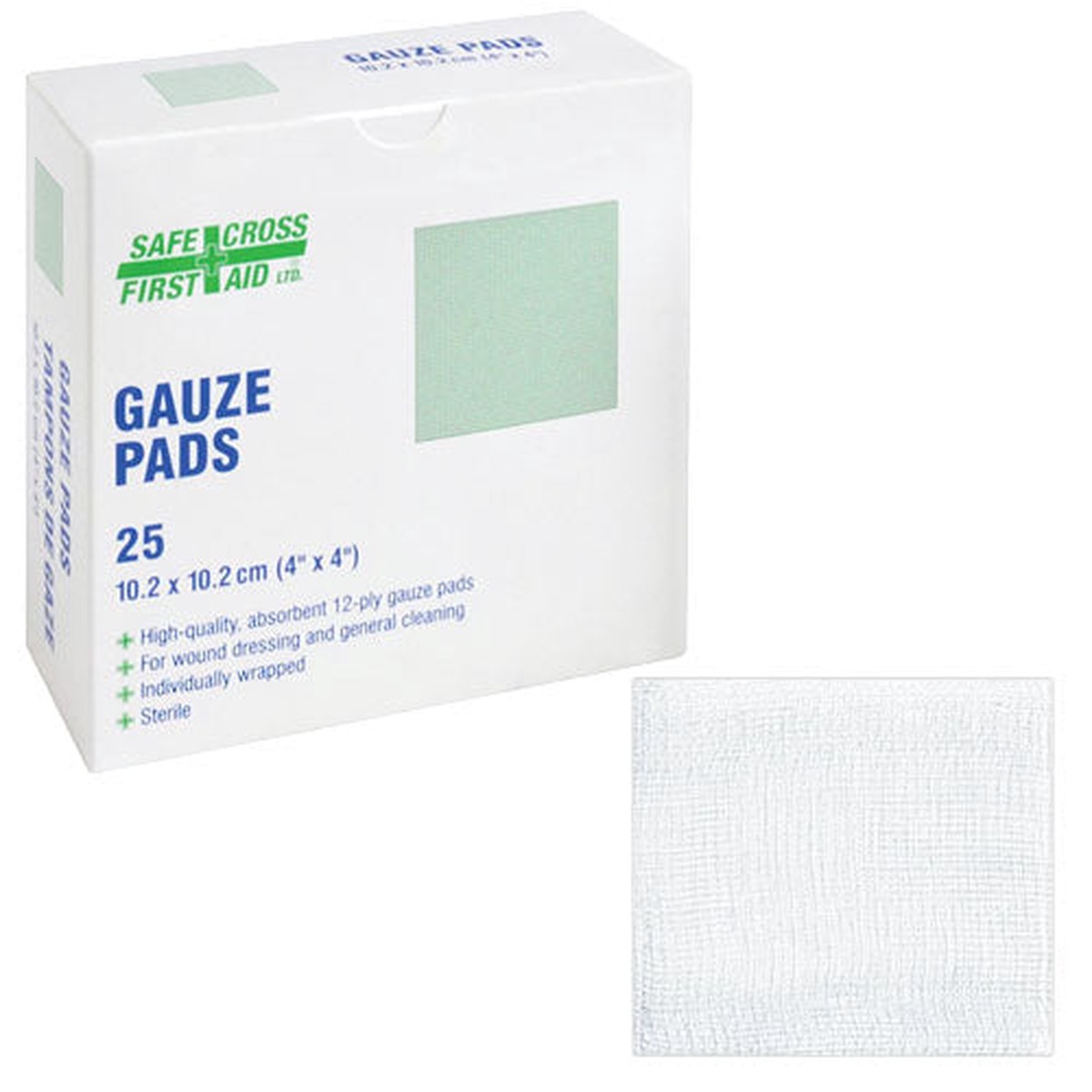 Bandage - Safecross Gauze Pads 10.2X10.2CM 25/BOX, 02221