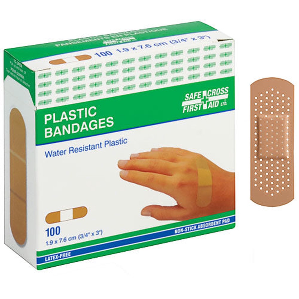 Bandages - Safecross Plastic Bandage 2.5X7.6CM 100/BOX, 03040