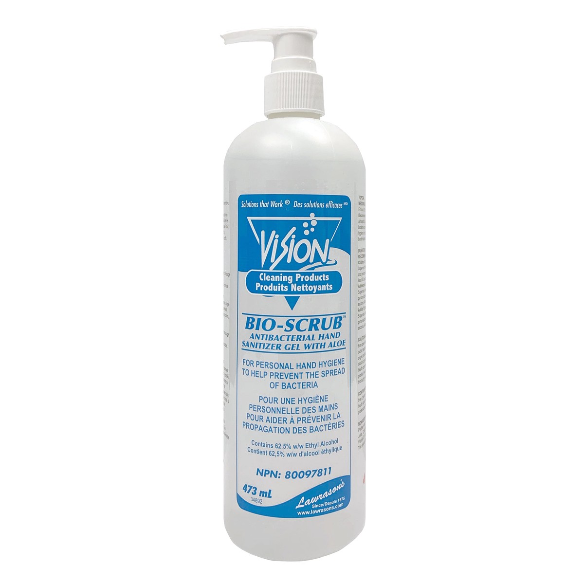 Hand Sanitizer - Lawrason's Vision Bio-Scrub Gel with Aloe (473 mL), 34898