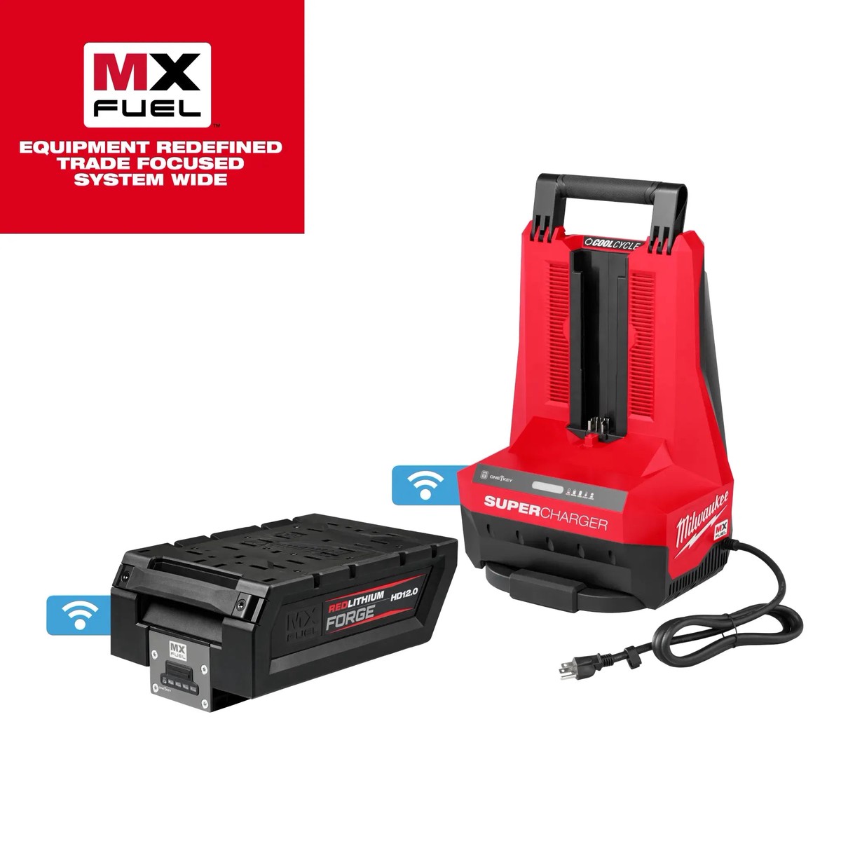 Battery Charger - Milwaukee MX FUEL REDLITHIUM FORGE HD12.0 Battery/Super Charger Expansion Kit, MXFSC-1HD12