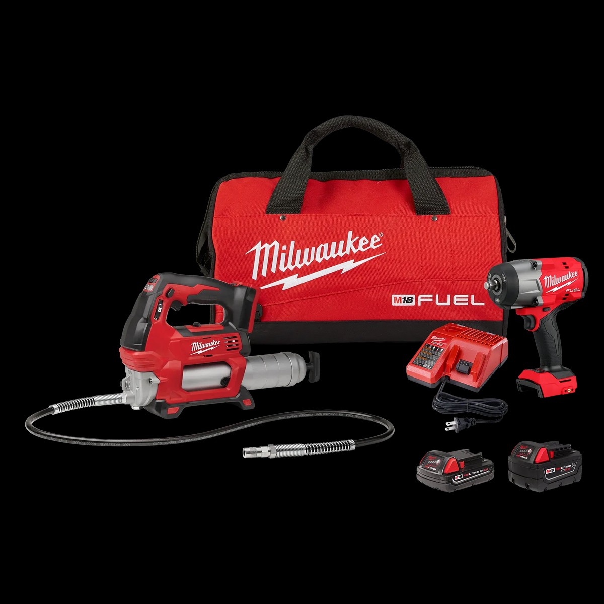 Combo Kit - Milwaukee M18 FUEL 1/2" HTIW w/ Friction Ring & Grease Gun Combo Kit, 2967-22GG