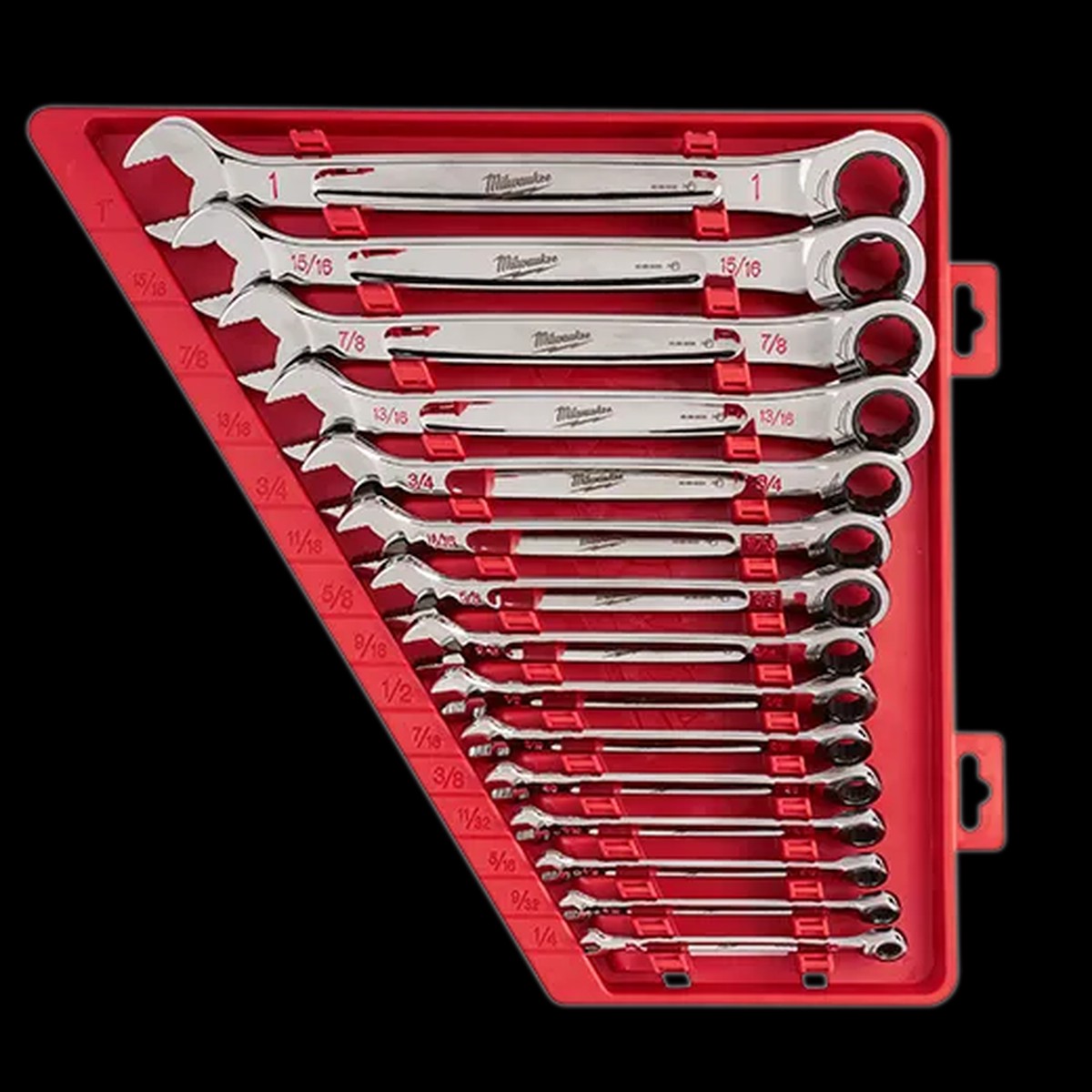 Wrench Set - Milwaukee 15pc Ratcheting Combination Wrench Set - SAE, 48-22-9416