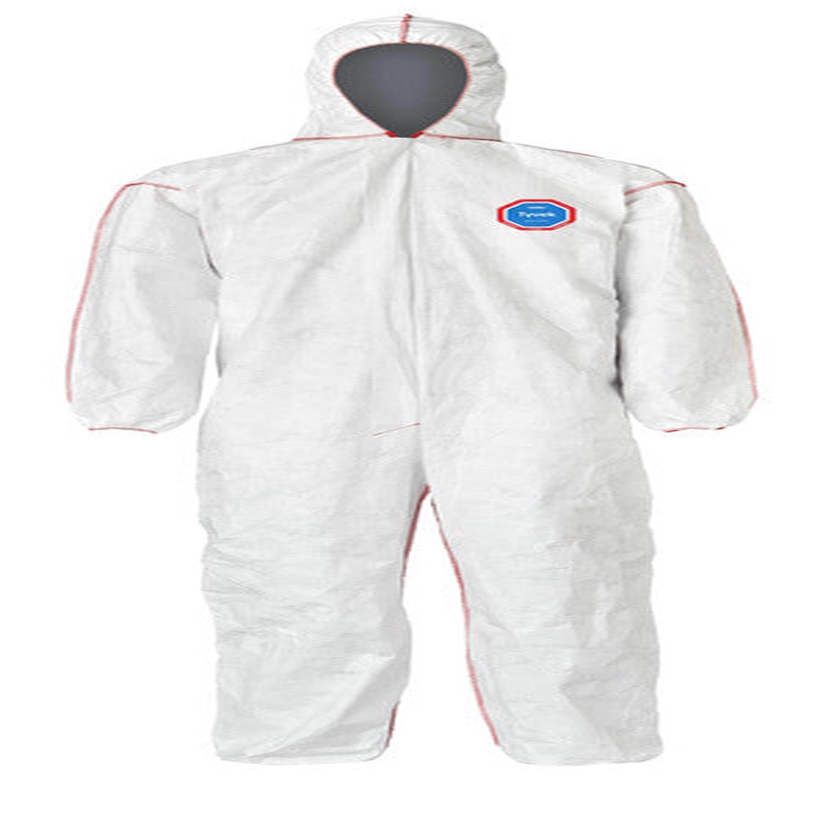 Coveralls - DuPont Tyvek 400 SFR Standard Fit Hood, Elastic Wrists & Ankles, Relaxed Fit, Storm Flap, Red Zipper, Red External Serged Seams, White (Case of 25) ST127