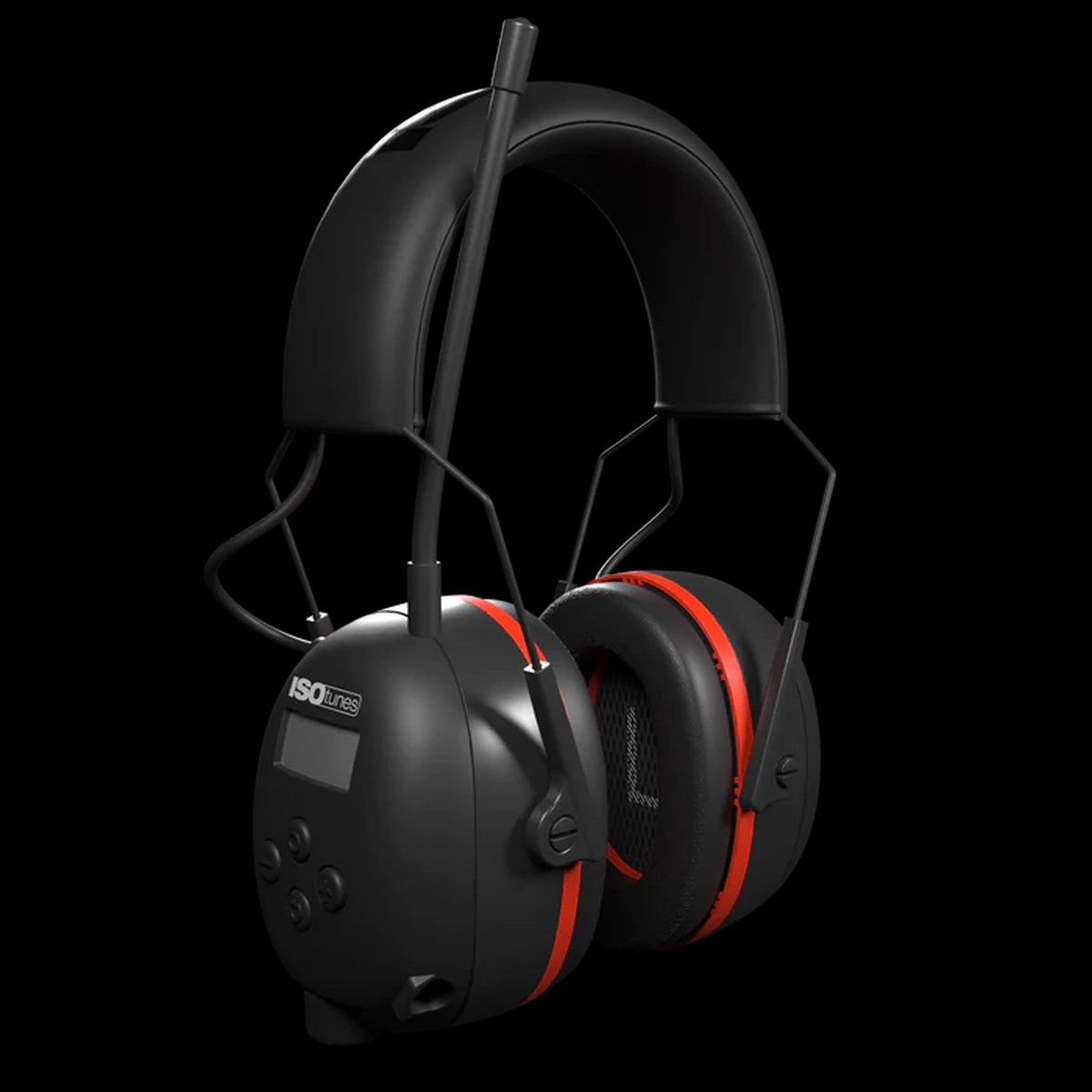Earmuffs - ISOtunes AIR DEFENDER AM/FM Earmuff, Black/Safety Red, IT-91