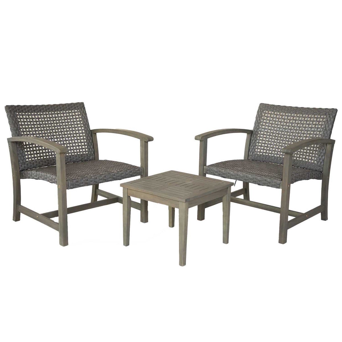 Outdoor Furniture - Patioflare Galena FSC Acacia Wood and Wicker Oversized Bistro Set, PF10845