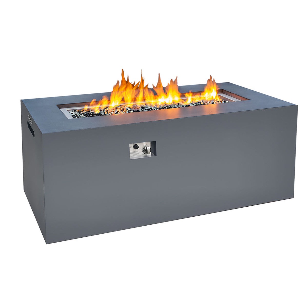 Outdoor Heater - JR Home - Paramount Concrete Look Convertible Aluminum Fire Table, Tall Rectangular, FP-415