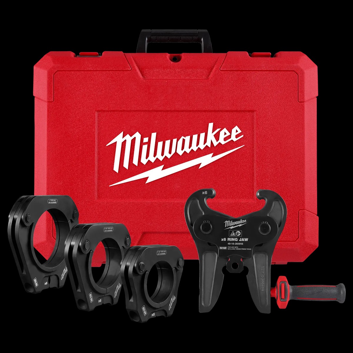 Press Tool Kit - Milwaukee 2-1/2" - 4" IPS-P Pivoting Press Ring Kit for M18 FORCE LOGIC Long Throw Press Tool, 49-16-2698X
