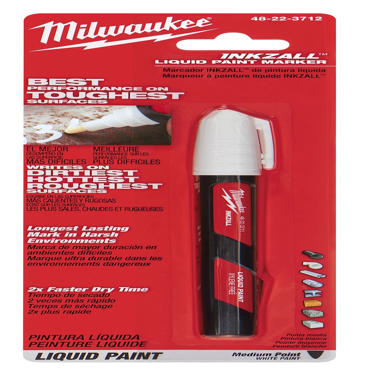 Marker - Milwaukee INKZALL White Liquid Paint Marker, 48-22-3712
