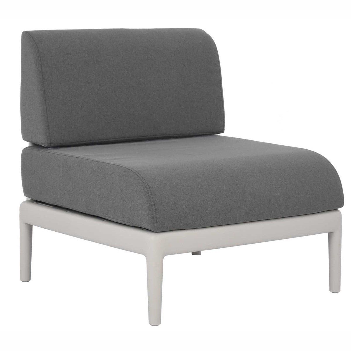 Outdoor Furniture - Patioflare GRS Recycled Plastic Leaf Modular Armless Chair, Grey, PF10815