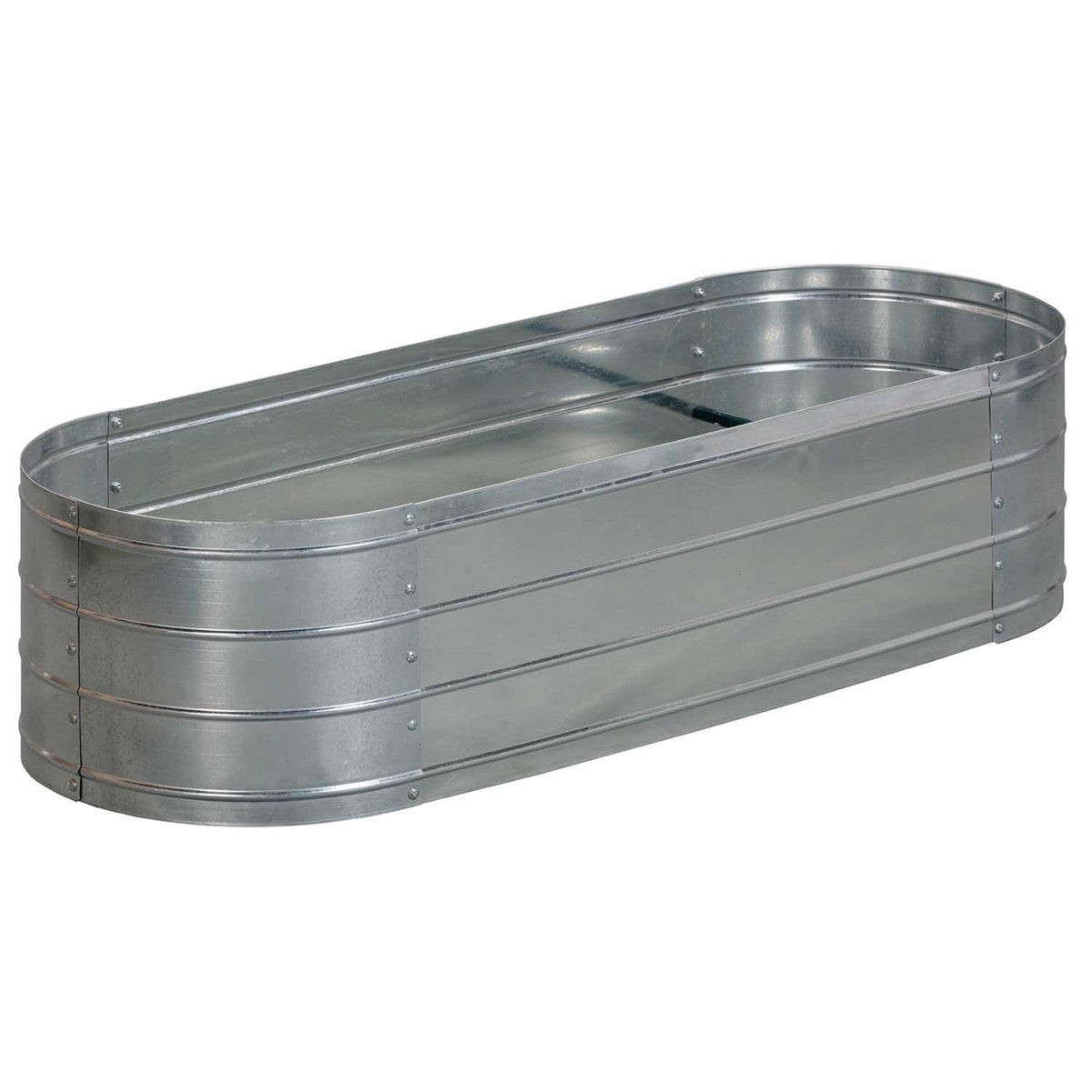 Planter - Grapevine Galvanized Steel Raised Garden Bed, Oval, 49IN, Silver, PL10438 6A