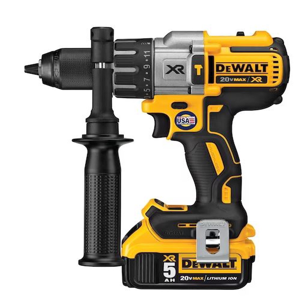 Hammer Drill - DeWALT 20V MAX* XR Brushless Cordless 3-Speed 1/2 in. Hammer Drill/Driver Kit, DCD996P2