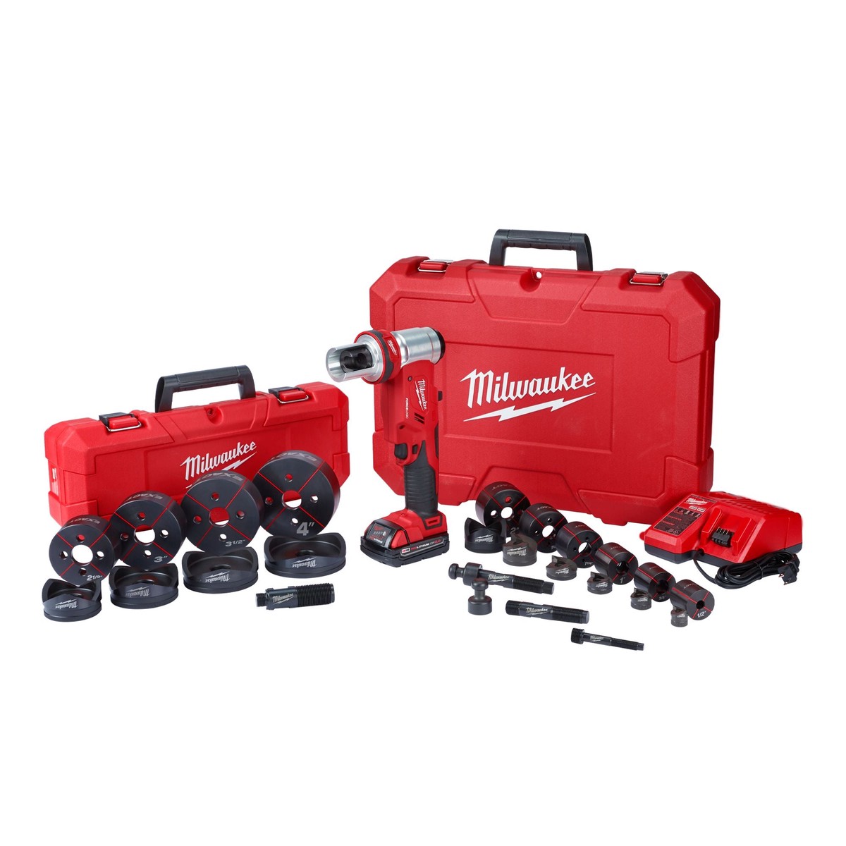 Knockout Tool Kit - Milwaukee M18 FORCE LOGIC 6T Knockout Tool 1/2" - 4" Kit, 2677-23