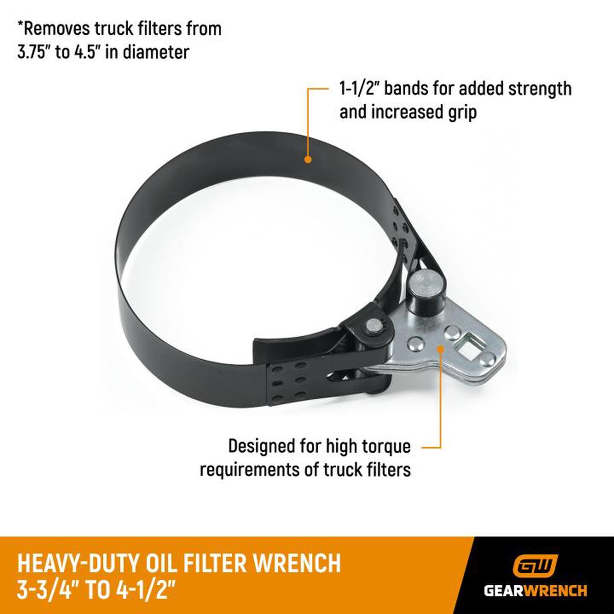 Oil Filter Wrench - Gearwrench Heavy-Duty 3-3/4" to 4-1/2", 2320D