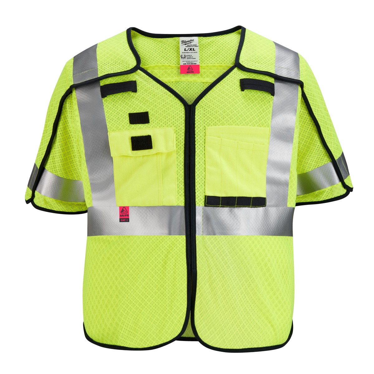 Hi-Vis Vest - Milwaukee Class 3 Breakaway High Visibility Yellow Mesh Safety Vest, 7 Pack, 48-73-523