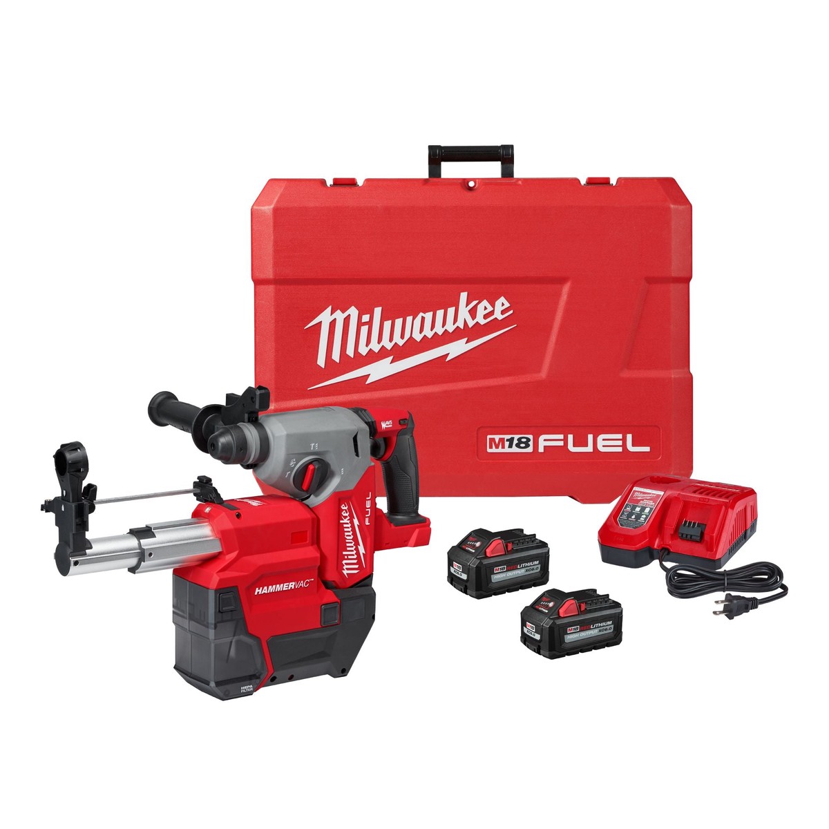 Rotary Hammer Kit - Milwaukee M18 FUEL 1 SDS Plus Rotary Hammer w/ Dust Extractor Kit, 2912-22DE