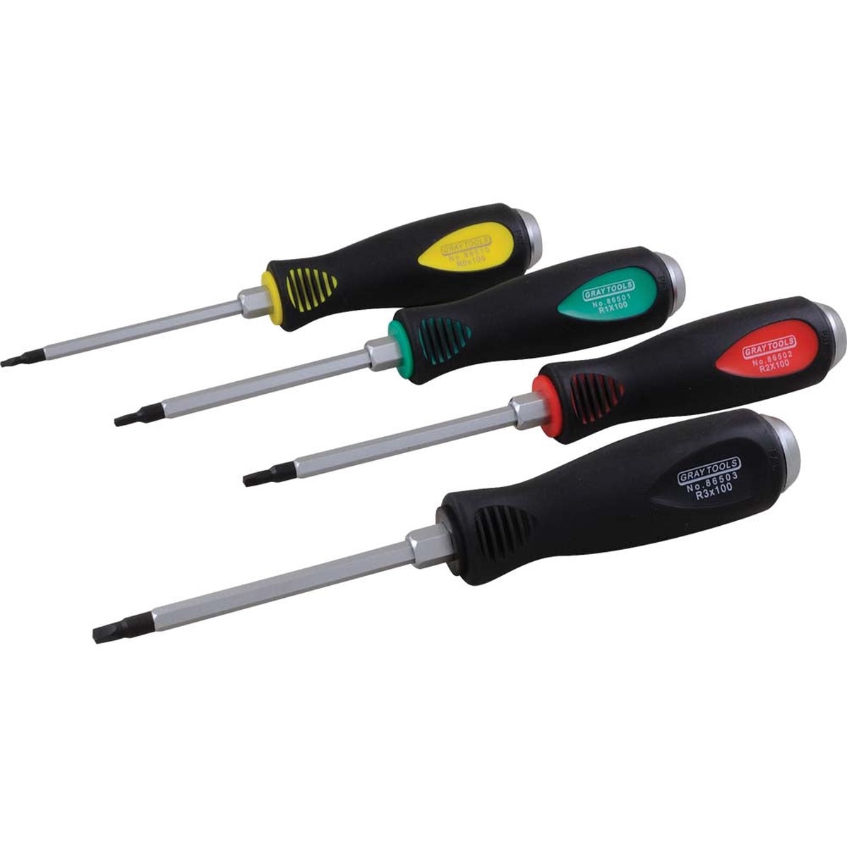 Screwdriver Set - Gray Tools 4 Piece Square Recess Comfort Grip Screwdriver Set, 5693A