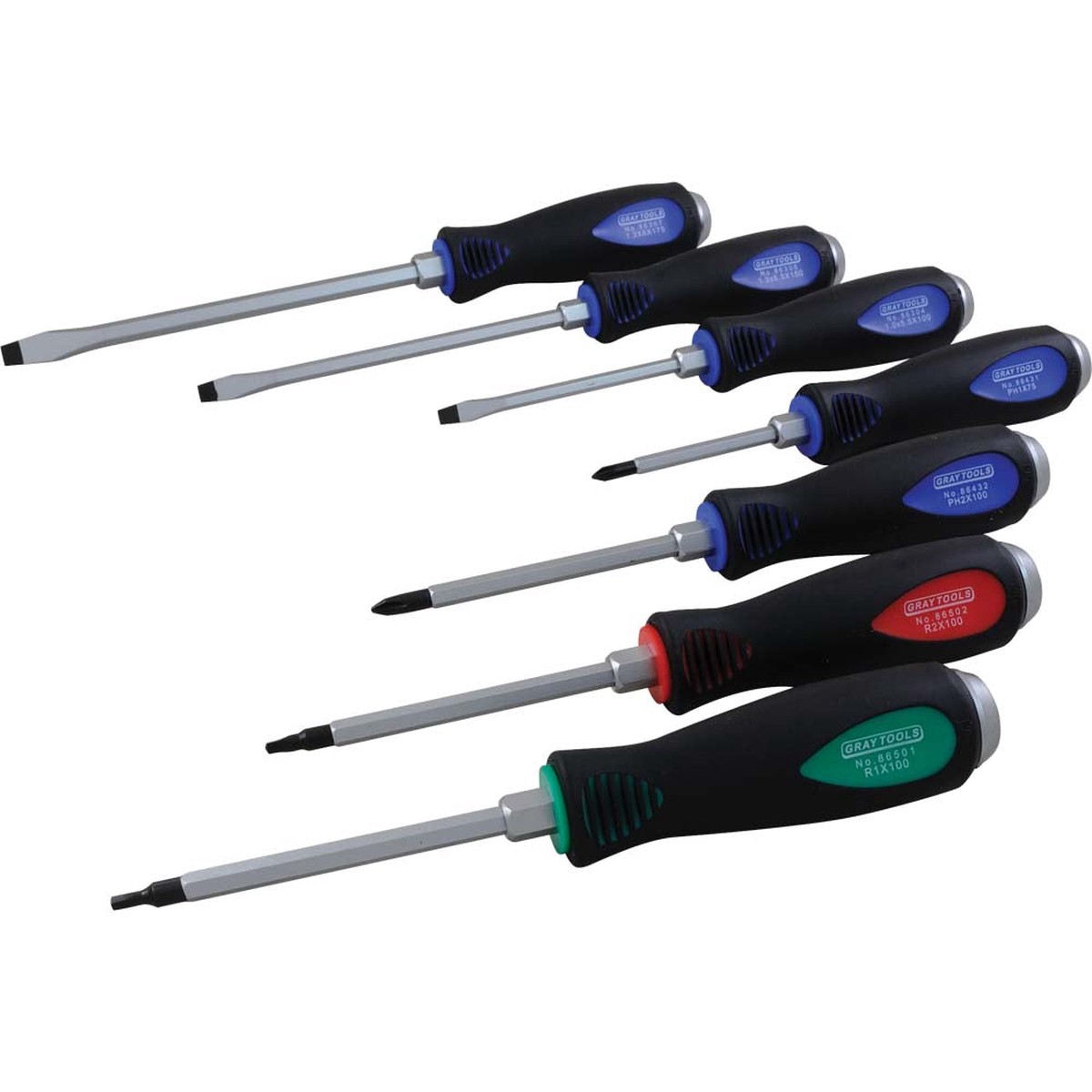 Screwdriver Set - Gray Tools 7 Piece Heavy Duty Comfort Grip Screwdriver Set, 86007