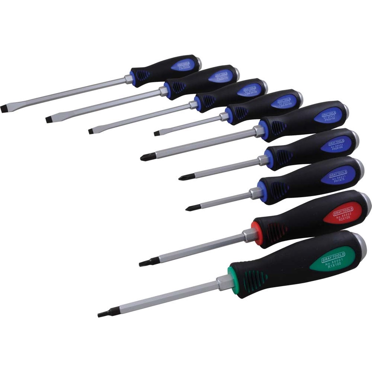 Screwdriver Set - Gray Tools 9 Piece Heavy Duty Comfort Grip Screwdriver Set, 86009