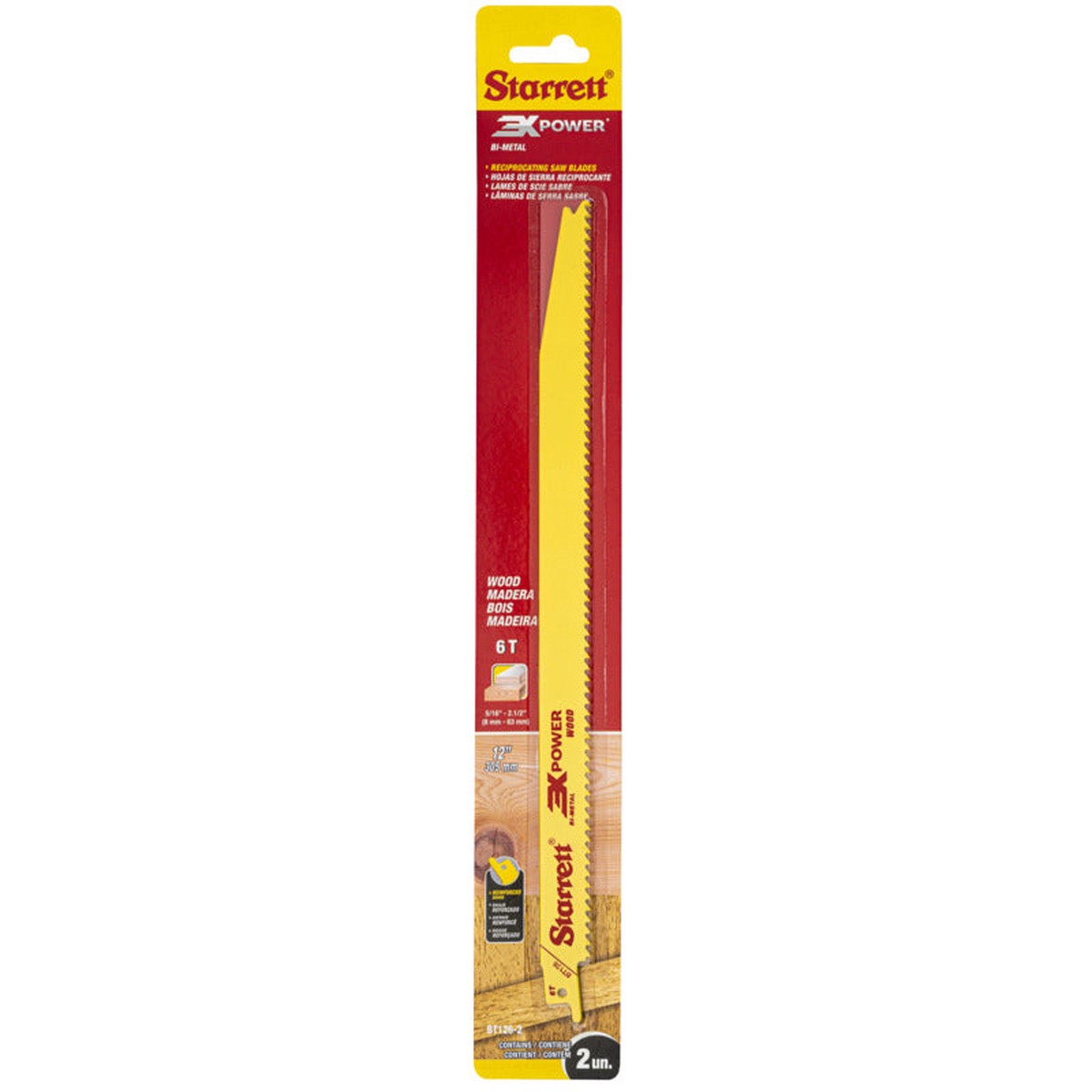 Blade - Starrett Wood Cut 12" Reciprocating Saw Blade, 2-Pack, BT126-2