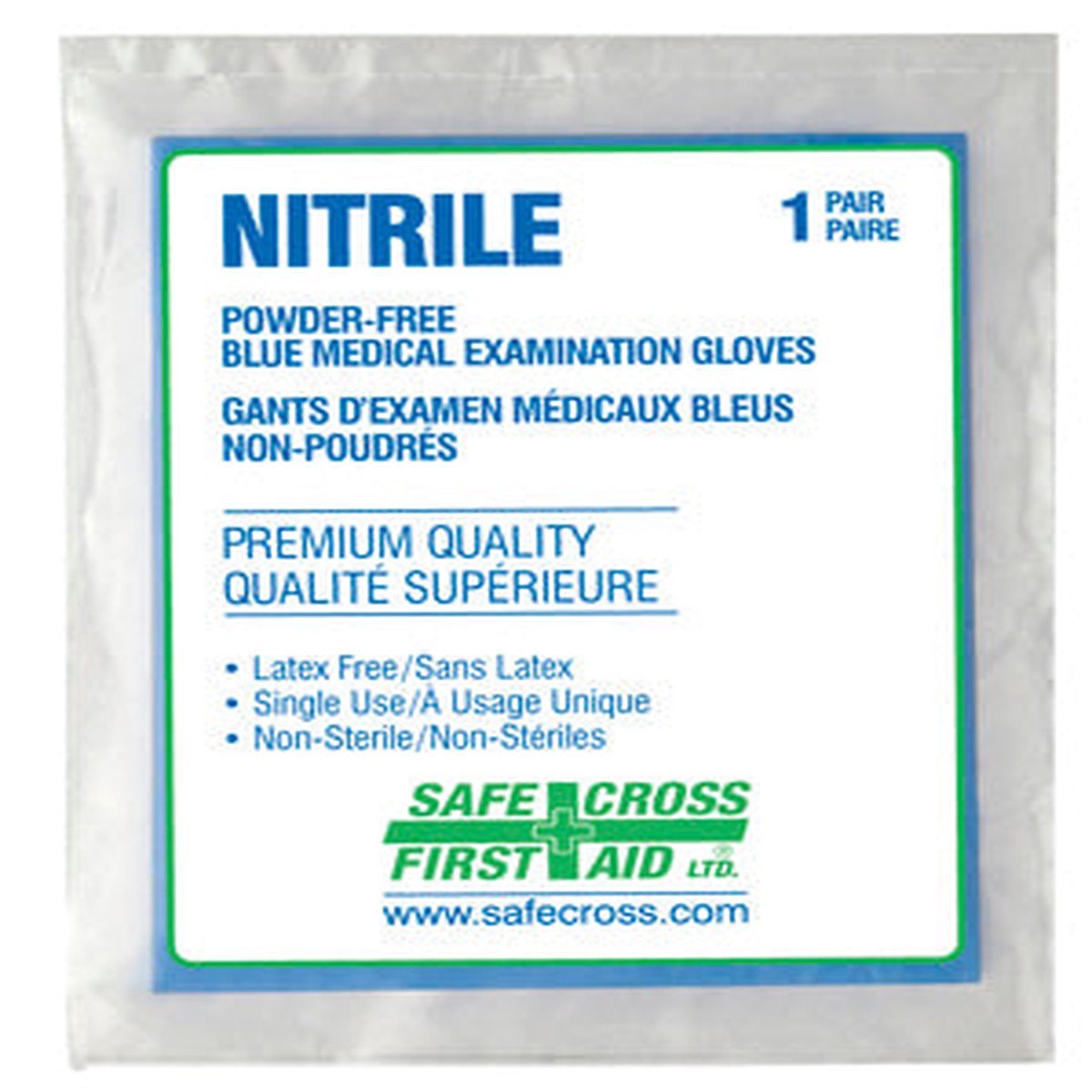 Nitrile Gloves - Safecross Nitrile, Medical Examination Gloves, Powder-Free, Large, 2/Package, 18765
