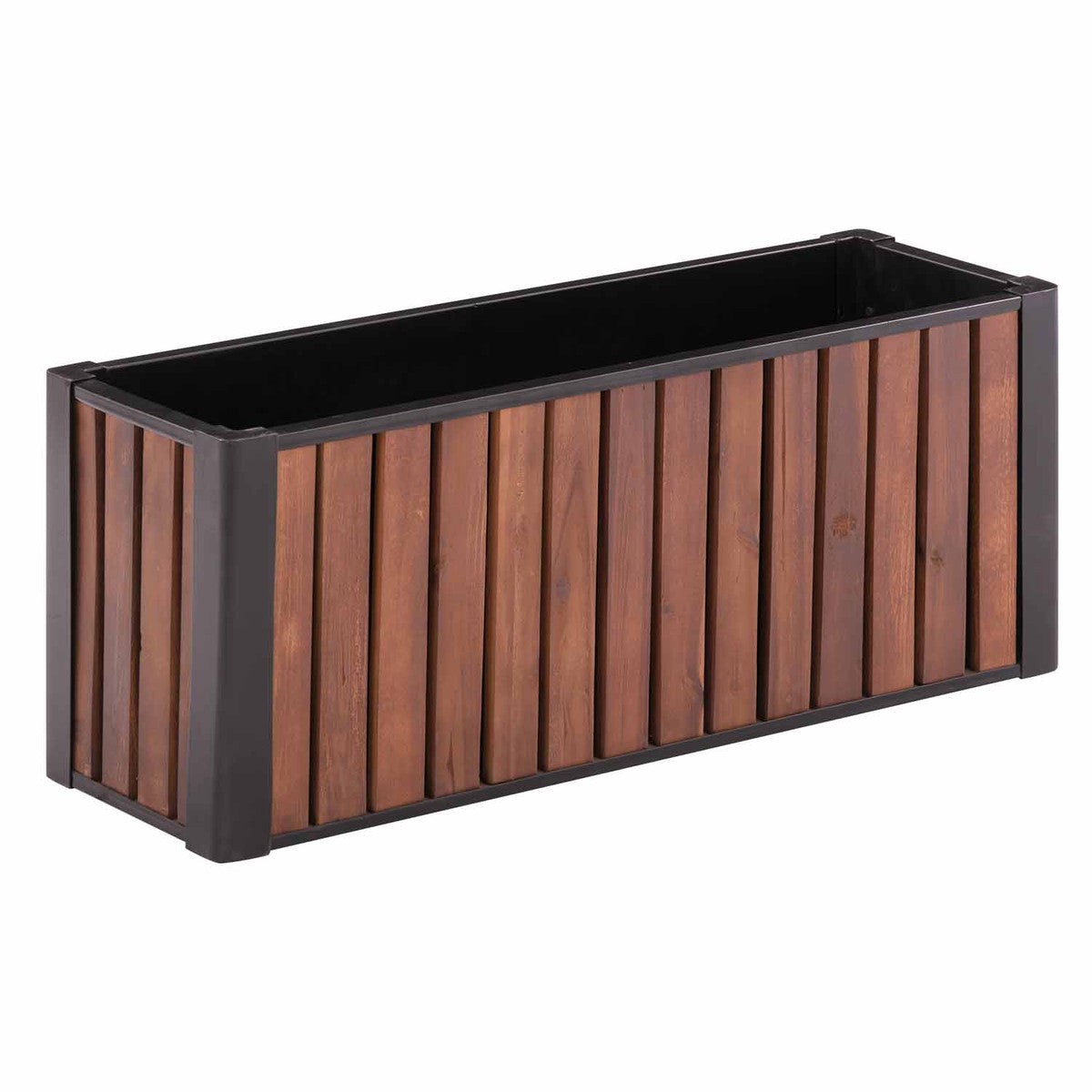 Planter - Grapevine Slat Wood and Metal Rectangular Planter PL10313