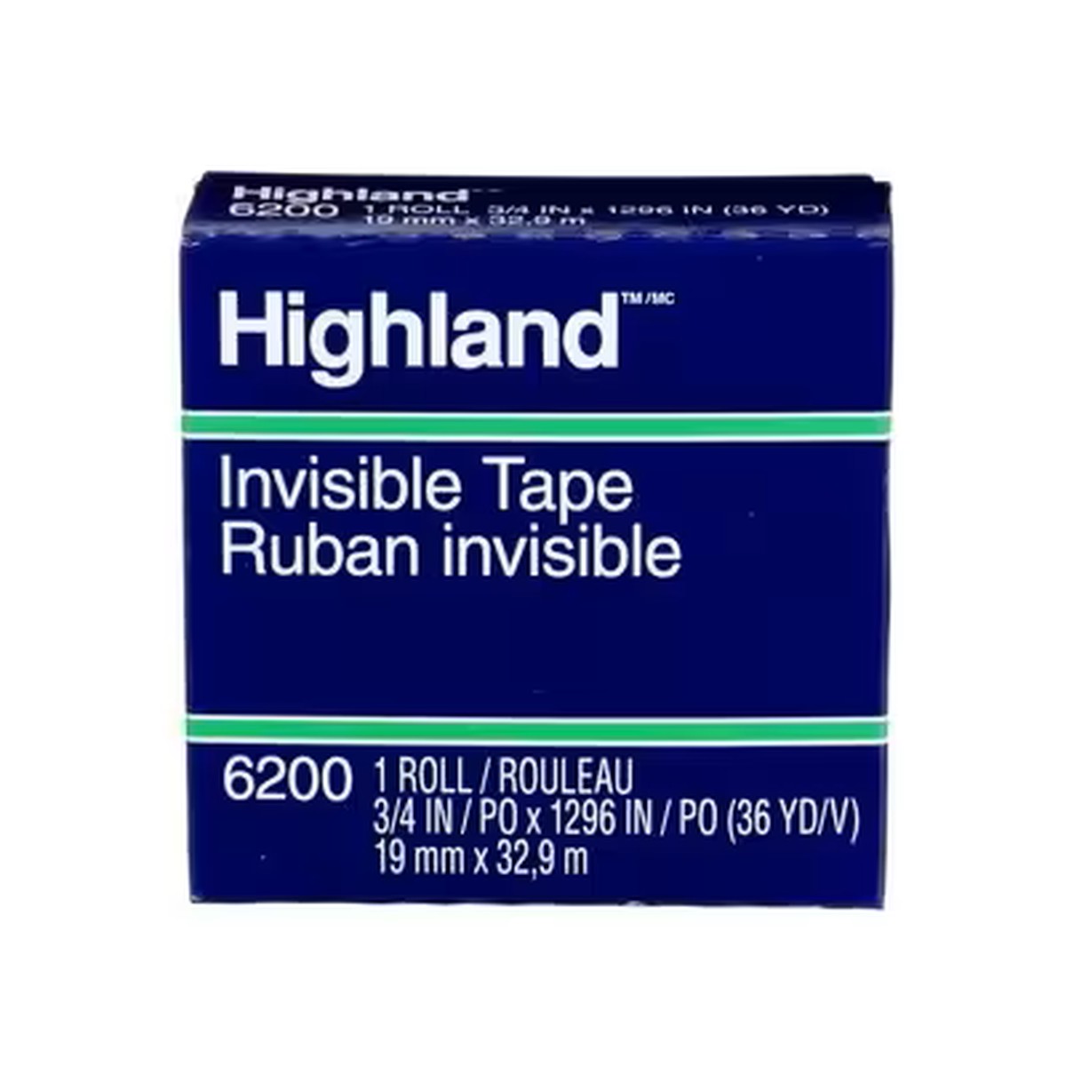 Tape - 3M Highland Invisible Tape, 19 mm x 32.9 m, 6200-18BXD