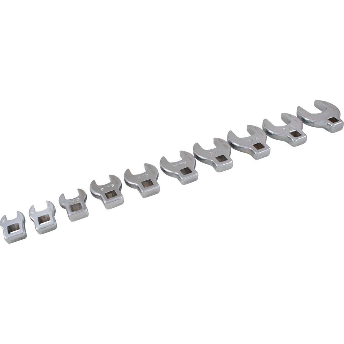 Wrench Set - Gray Tools 10 Piece 3/8" Dr. SAE Open End Crowfoot Wrench Set, 64910
