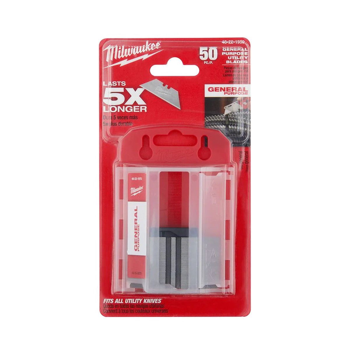 Utility Blades - Milwaukee General Purpose Utility Blades with Dispenser (pack of 50), 48-22-1950