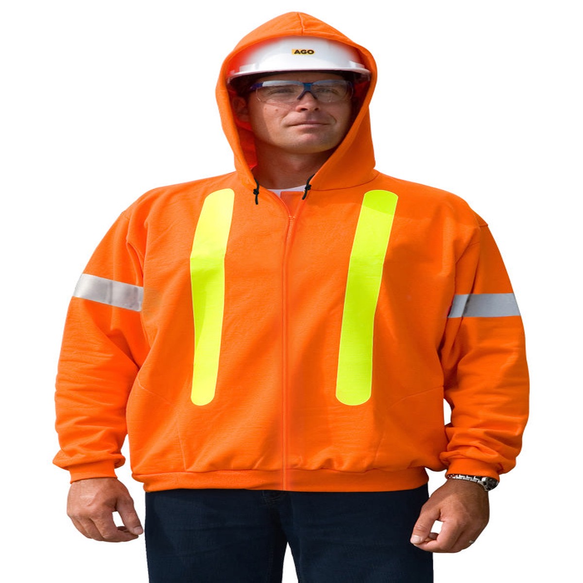 Sweatshirt - AGO Hi-Viz Full Zip Hooded Sweatshirt, PC-018