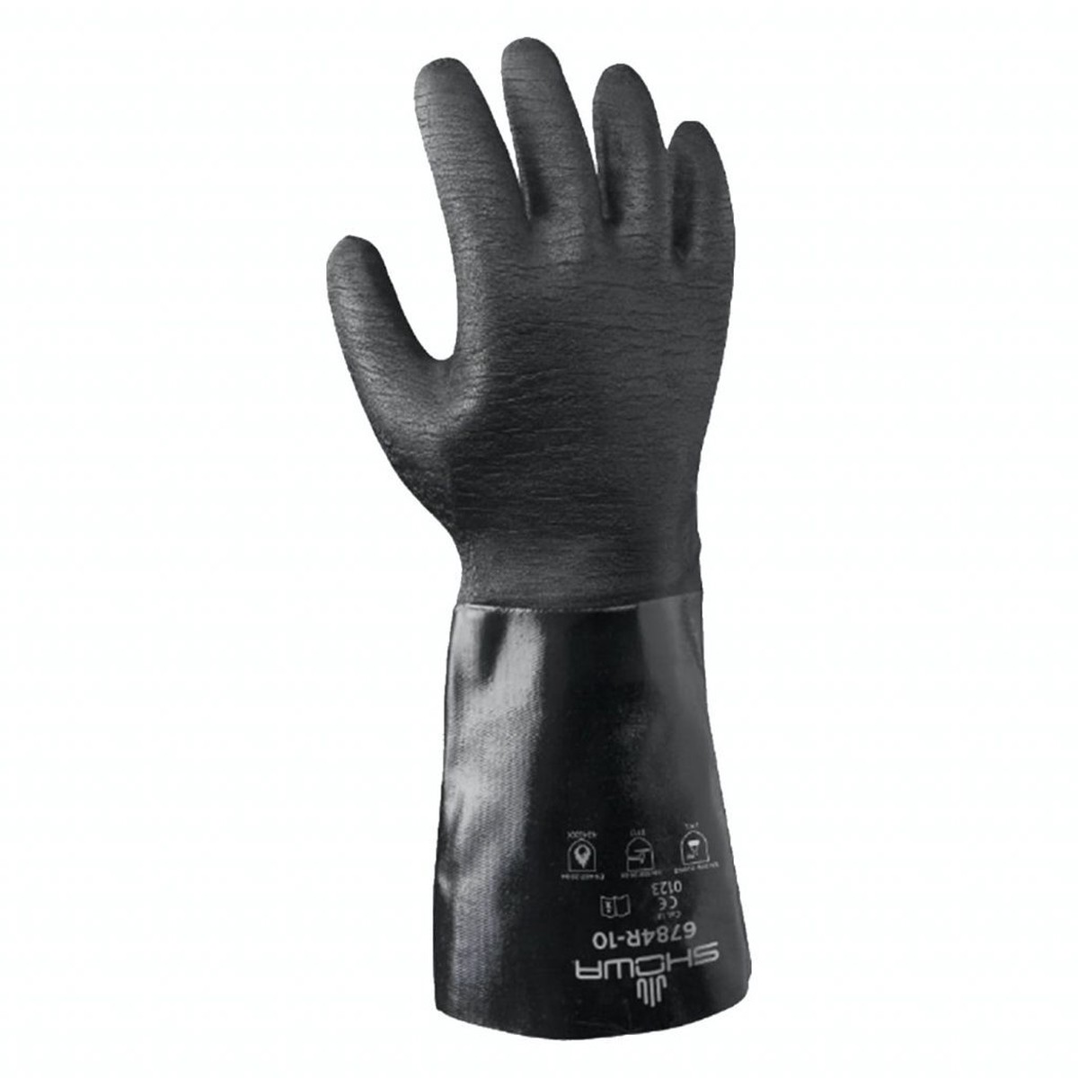 Chemical Resistant Gloves - SHOWA Neoprene, 14" (360 mm), Rough, Black, 6784R