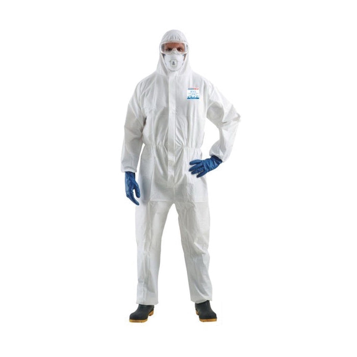 Coveralls - Ronco CoverMe Type 5/6 Anti-Static Extra Protection Disposable With 3-Piece Hood, White, Microporous Fabric, 62 cm Chest, 163 cm L Inseam 40-551
