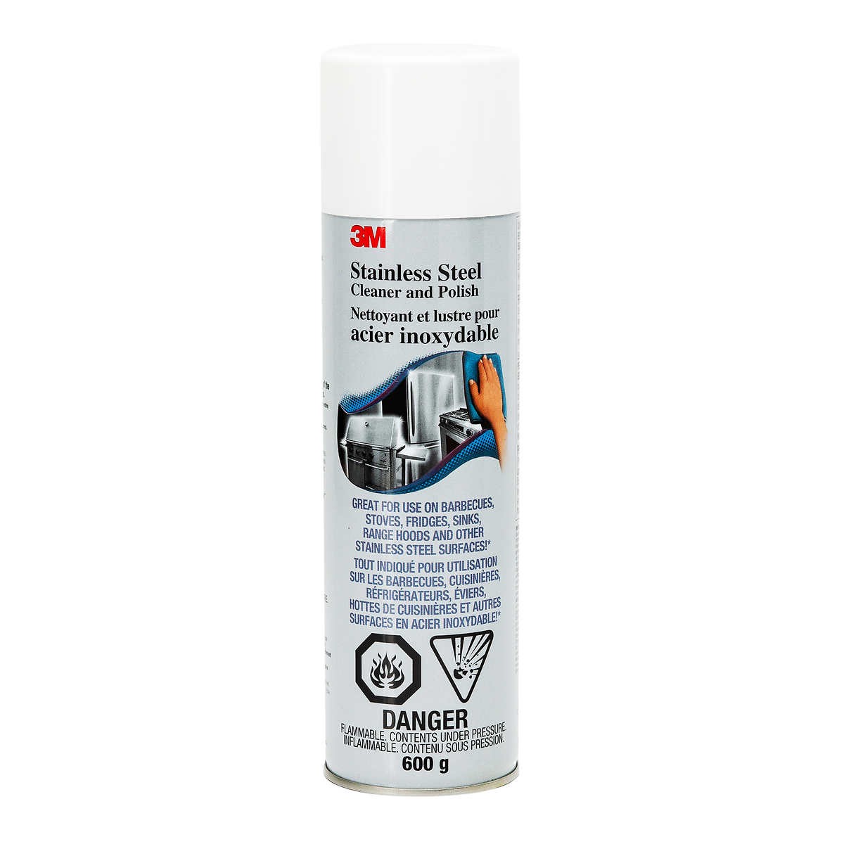 Stainless Steel Cleaner - 3M Stainless Steel Cleaner and Polish 21 oz Aerosol, C-10097-21OZ