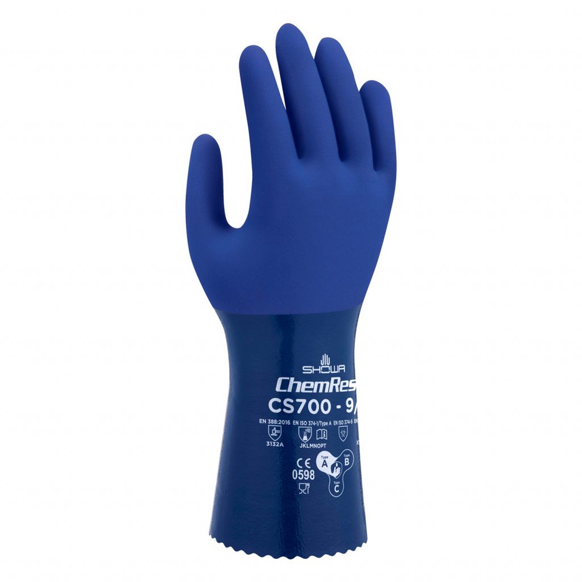 Chemical Resistant Gloves - SHOWA Blue Double-Dipped Nitrile Coating Seamless Liner, CS700