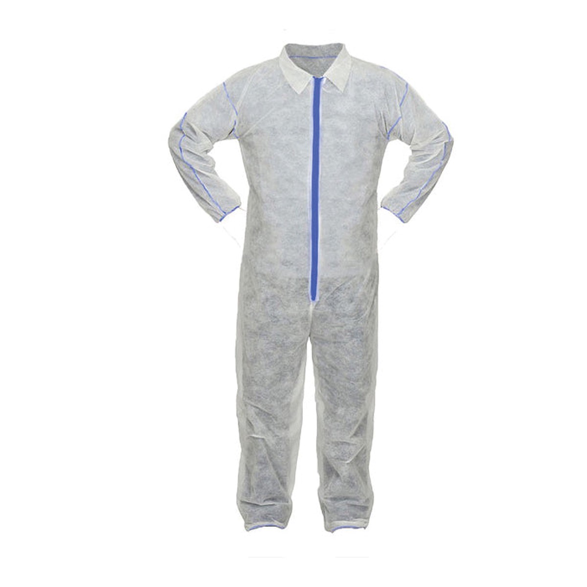 Coveralls - Ronco CARE Disposable With Collar, White, Polypropylene, 58 cm Chest, 155 cm L Inseam 411