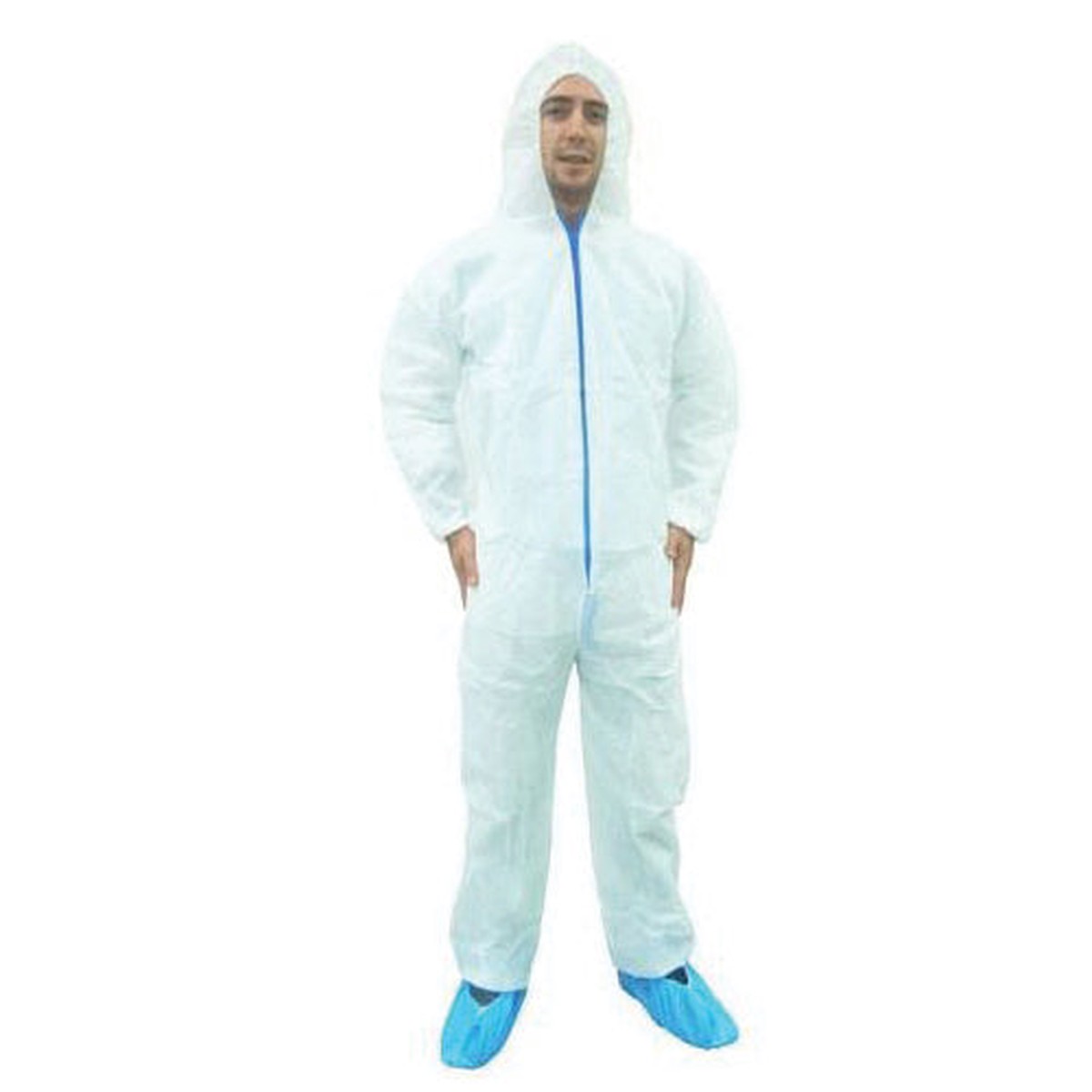 Coveralls - Ronco CARE Disposable With Hood, White, Polypropylene, 58 cm Chest, 155 cm L Inseam 421