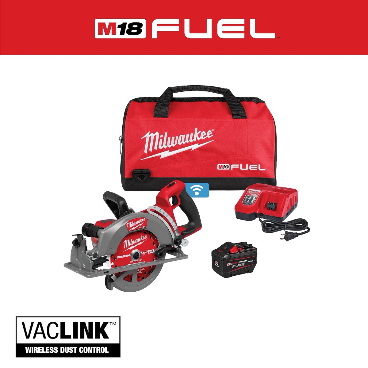 Circular Saw Kit - Milwaukee M18 FUEL 7-1/4" Rear Handle Circular Saw w/ONE-KEY Kit, 2931-21HD