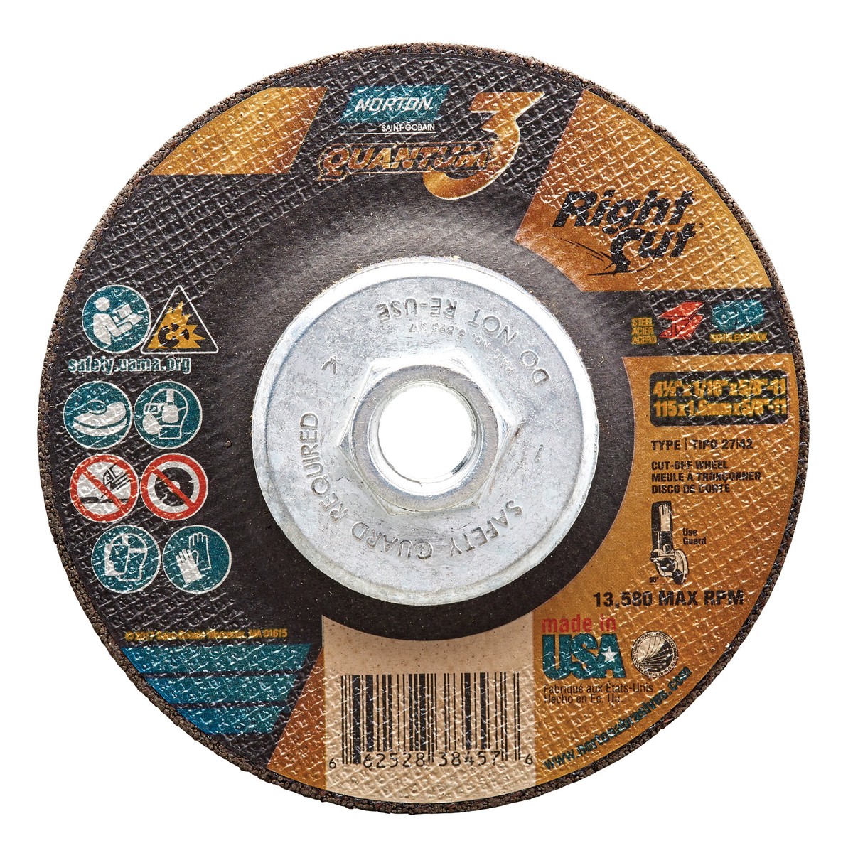 Cut-Off Wheel - Norton Quantum3 RightCut SG CA Coarse Grit Type 27/42, Various Sizes