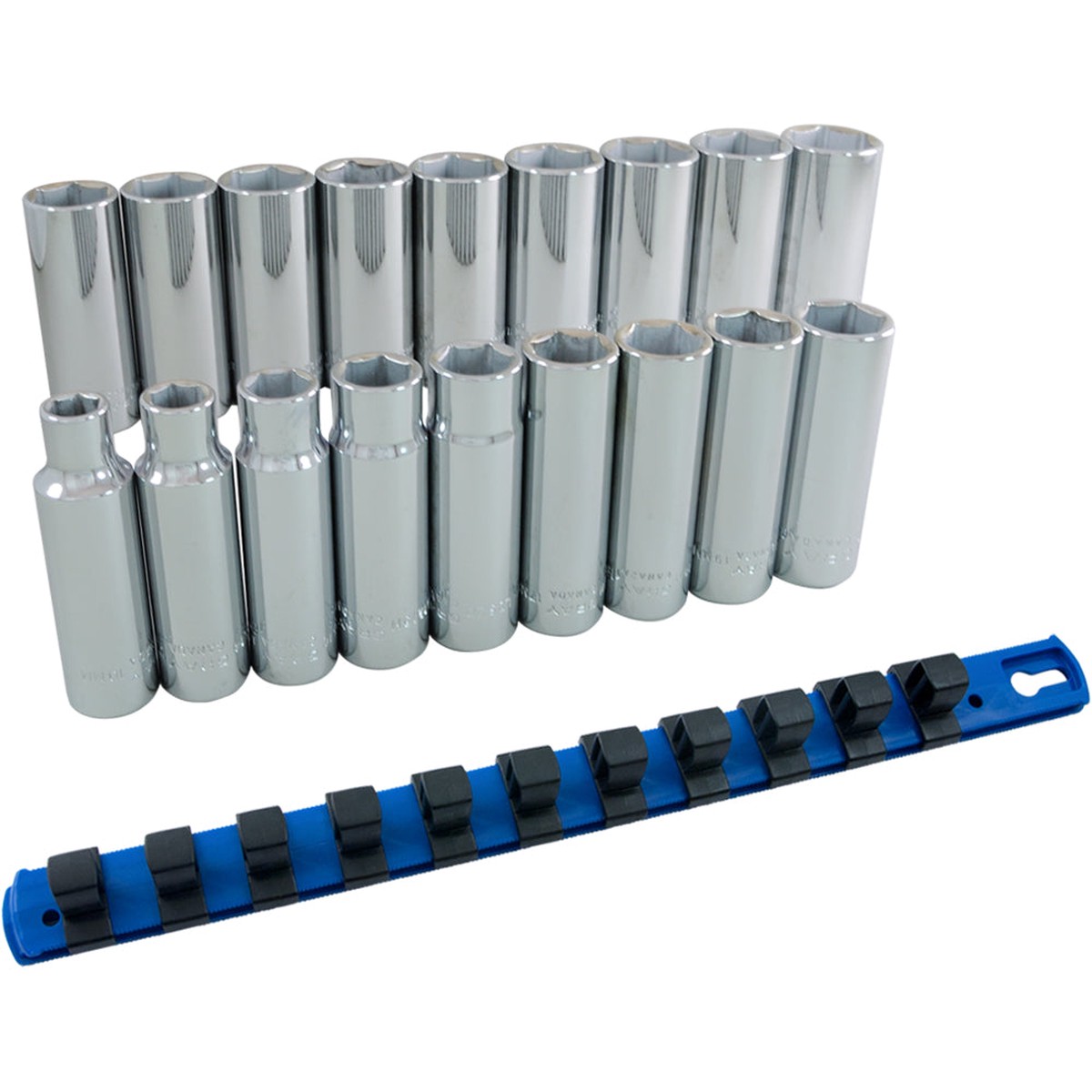 Socket Set - Gray Tools 1/2" Dr. 18 Piece 6 Point Deep Metric Socket Set, 39218