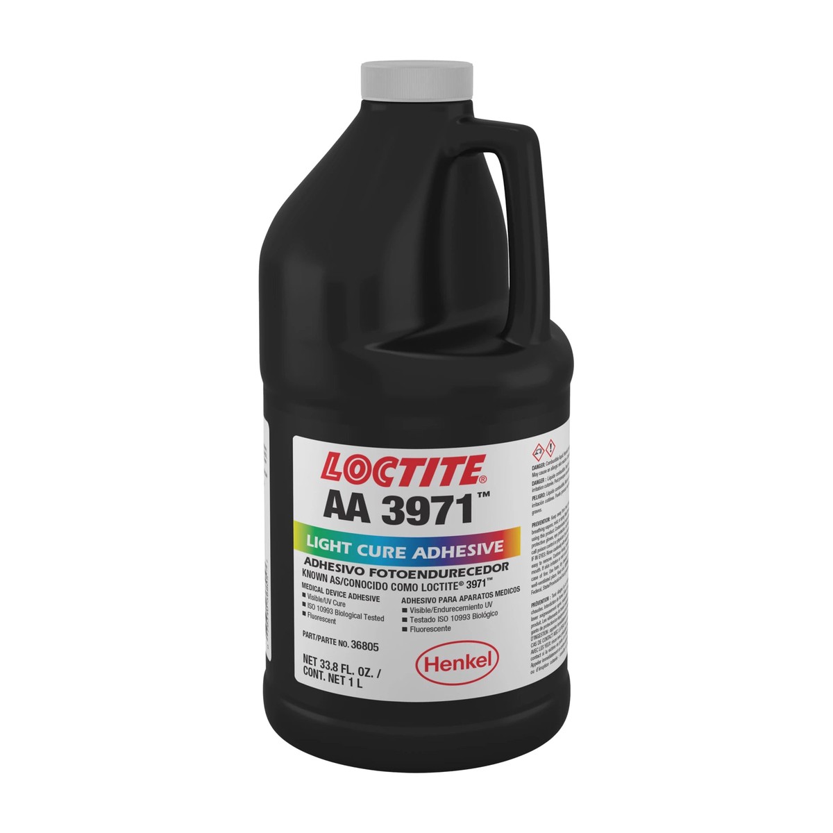Adhesive - Loctite 3971 Light Cure Adhesive, 1L Bottle, 36805