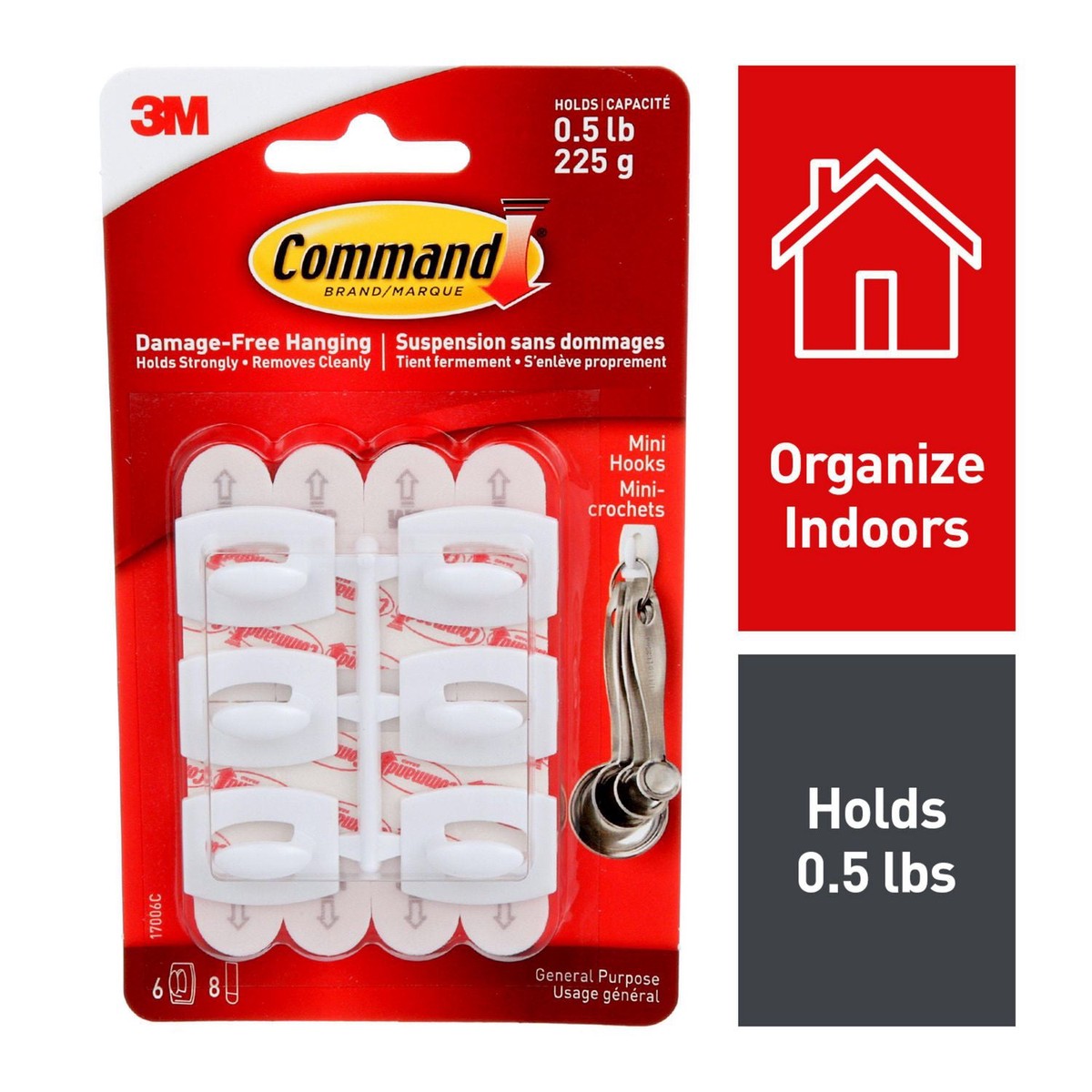 Hanging Hooks - 3M Command Mini Hooks, White, 17006C