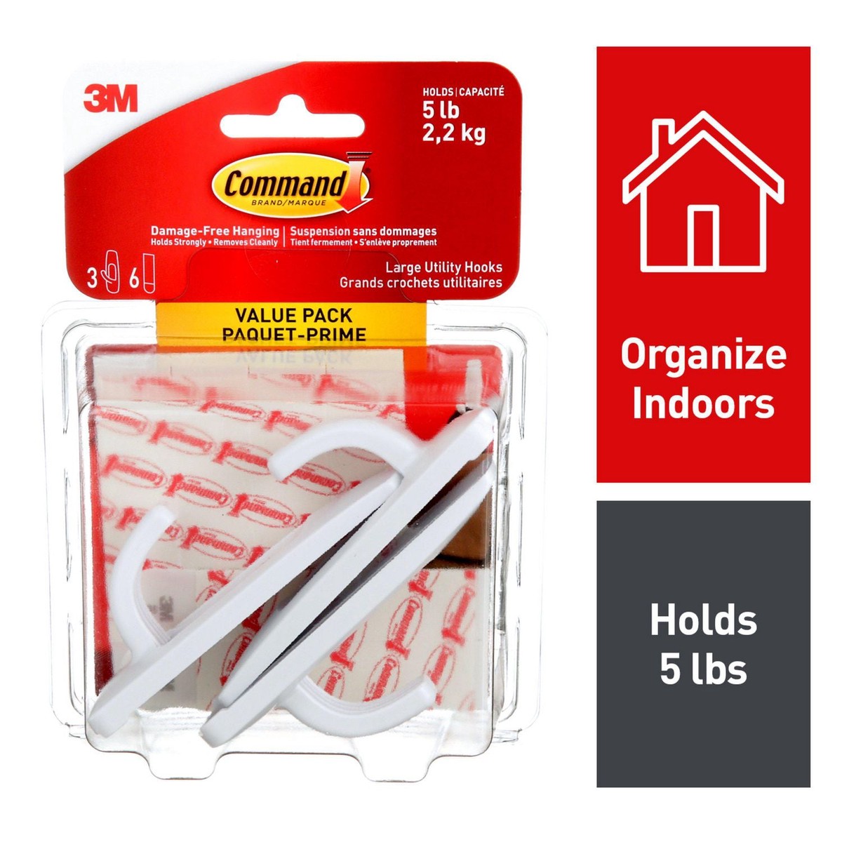 Hanging Hooks - 3M Command Utility Hooks, Large, White, 5lb, Value Pack 17003C-VP