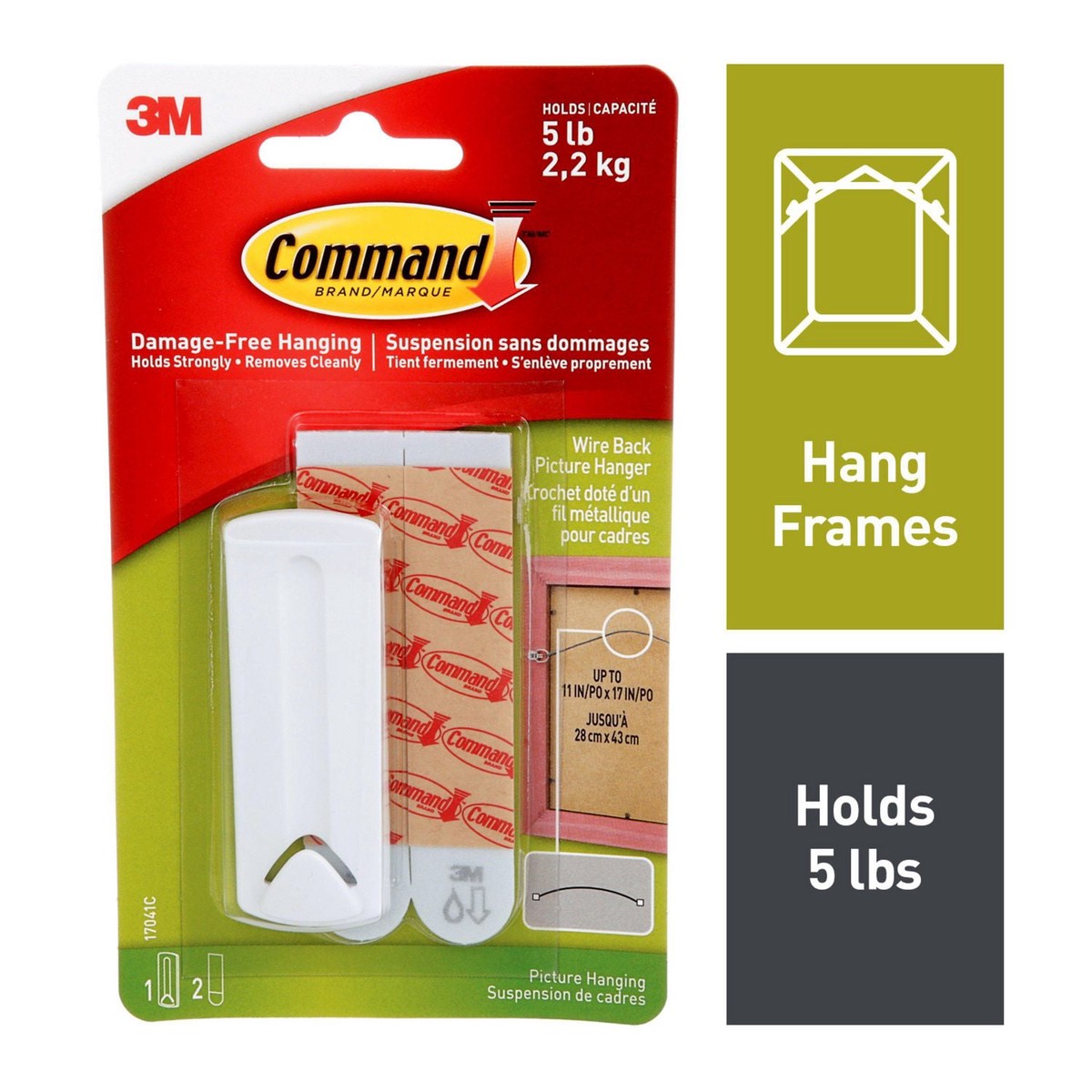 Hanging Strips - 3M Command Wire Back Water Resistant Picture Hanger, Large, White 17041C