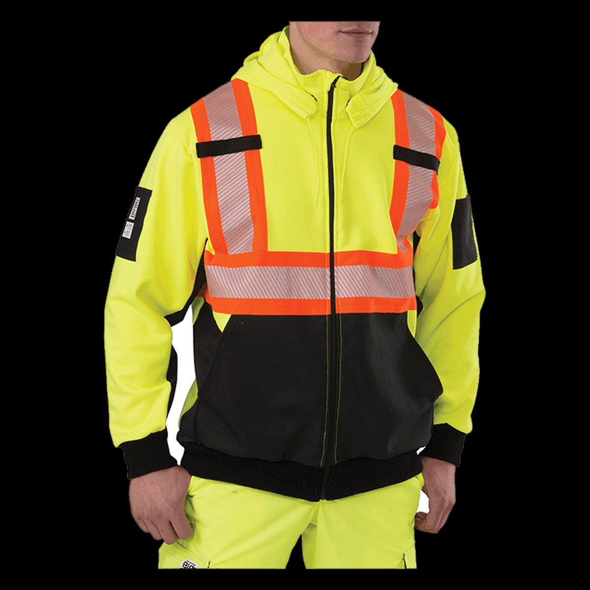 Hoodie - Big Bill Hi-Viz Yellow Zip-Front Sweatshirt, RT37HVF7
