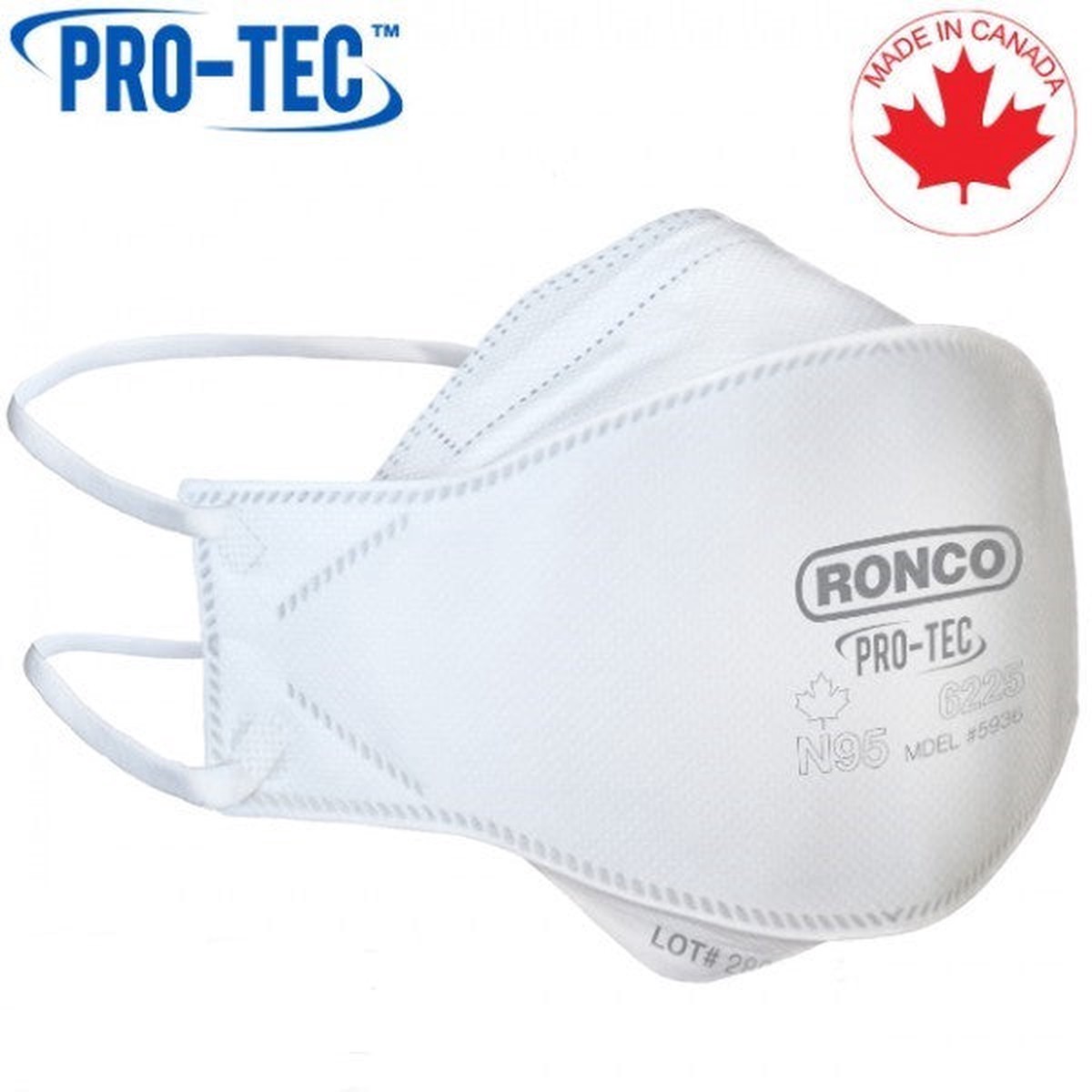 Particulate Respirator / Face Mask - Ronco PRO-TEC Particulate Filtering / Medical N95 Respirator, Flat Folded 6225