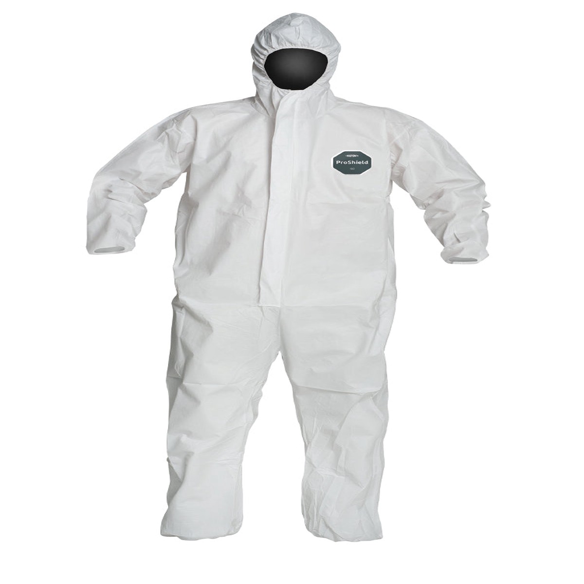 Coveralls - DuPont ProShield 50 Respirator Fit Hood, Elastic Wrists & Ankles, Storm Flap, Serged Seams, White (Case of 25) NB127S