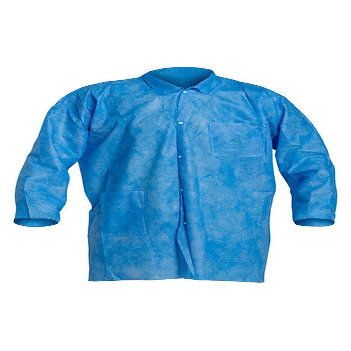 Lab Coat - DuPont ProShield 10 Collar, Open Wrists, Extends Below Hip, Frontsnap Closure, 2 Pockets, Serged Seams, Blue (Case of 30) PB212S