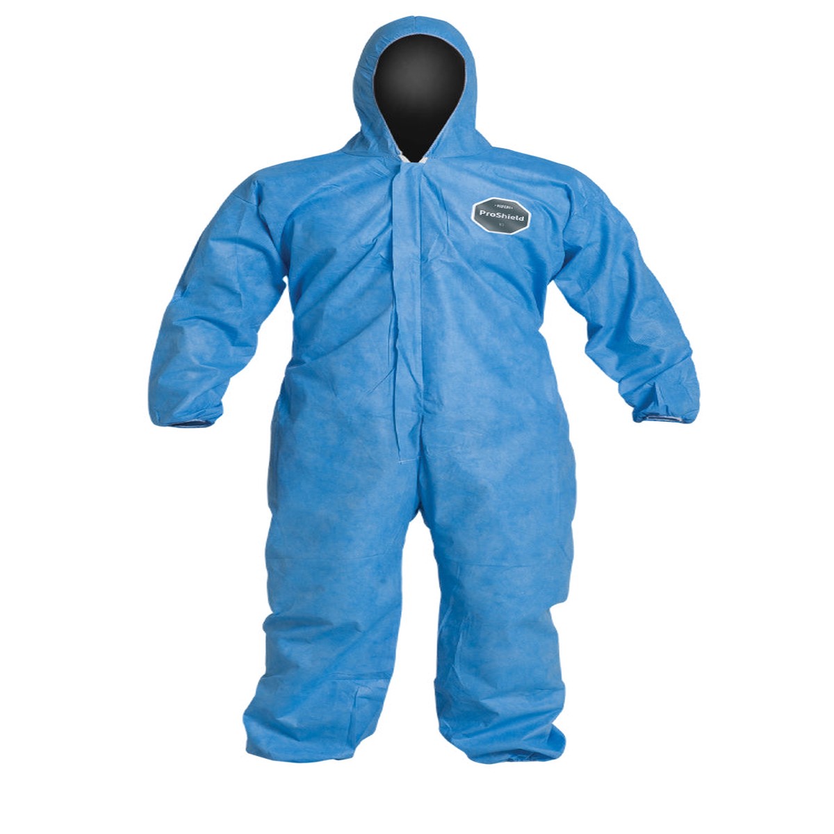 Coveralls - DuPont ProShield 10 Standard Fit Hood, Elastic Wrists & Ankles, Elastic Waist, Serged Seams, Blue (Case of 25) PB127S