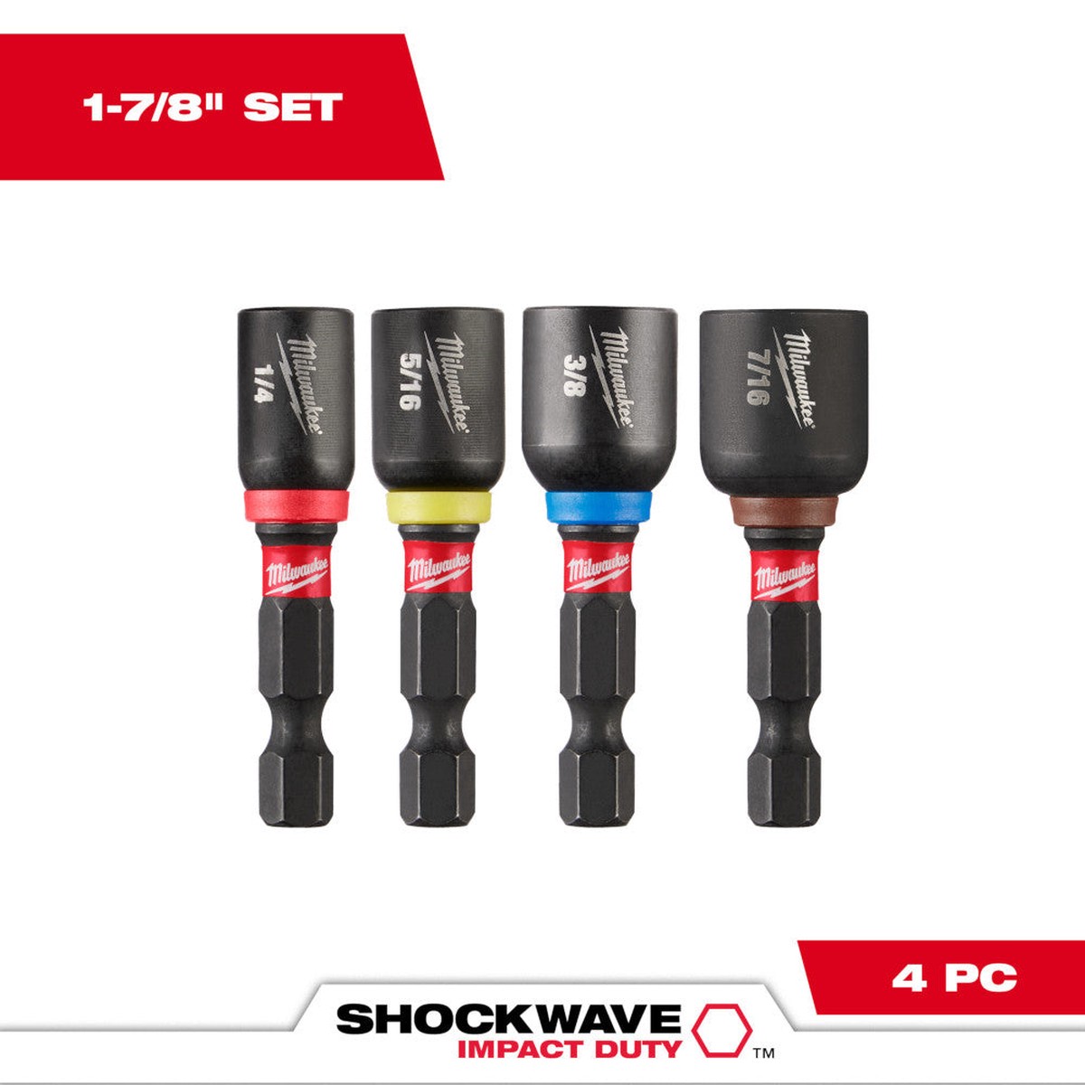 Nut Driver Set - Milwaukee SHOCKWAVE 1-7/8" Magnetic Nut Driver Set (4PC), 49-66-4562