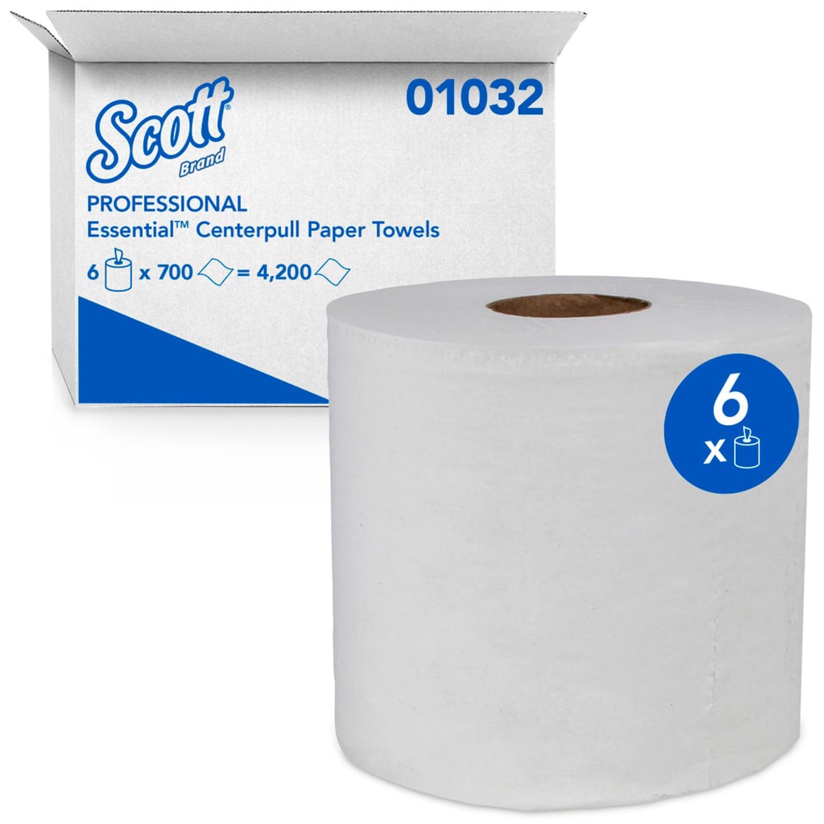 Paper Towel - Scott Essential Center-Pull Towels, 1 Ply (Case of 6 Rolls), 01032